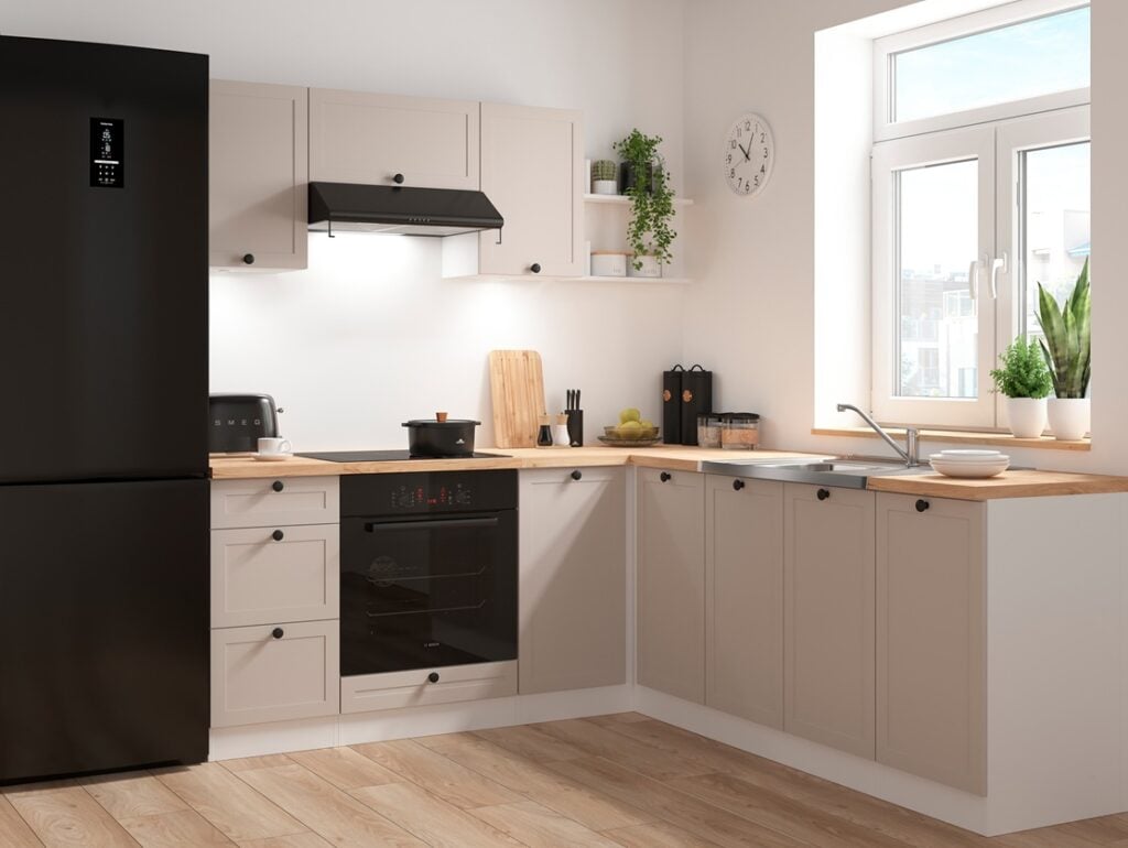 Kitchen Wall Cabinet 600mm Unit Beige Cashmere Modern 2 Door Shaker Cupboard - Junona