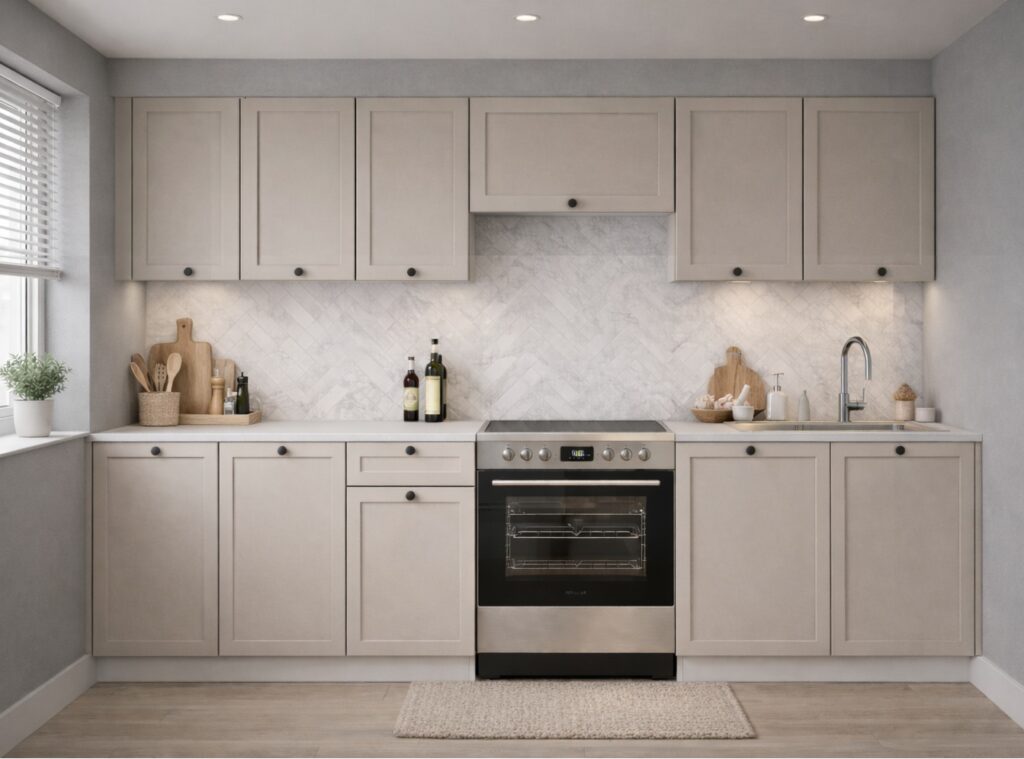 Kitchen Wall Cabinet 600mm Unit Beige Cashmere Modern 2 Door Shaker Cupboard - Junona
