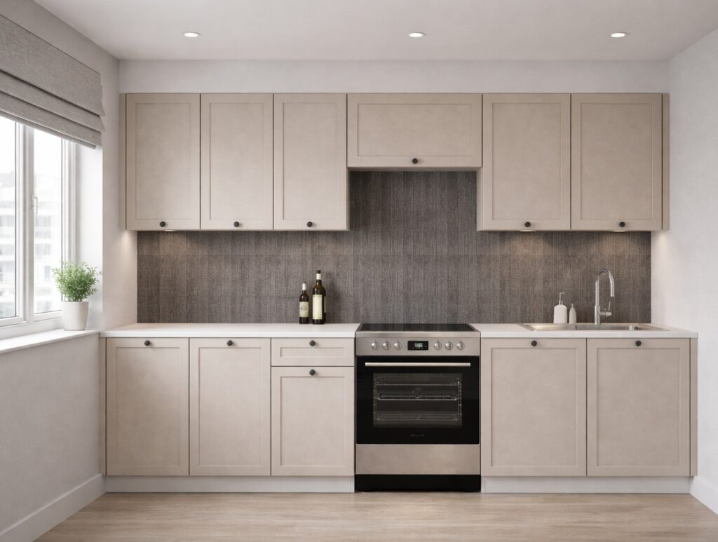 Kitchen Wall Cabinet 600mm Unit Beige Cashmere Modern 2 Door Shaker Cupboard - Junona
