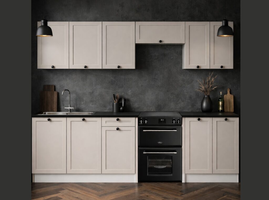 Kitchen Wall Cabinet 600mm Unit Beige Cashmere Modern 2 Door Shaker Cupboard - Junona