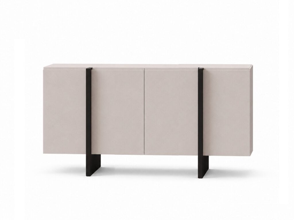 Beige Sideboard Cabinet 140cm Storage Unit Modern Cashmere Black Handleless – Kiznie
