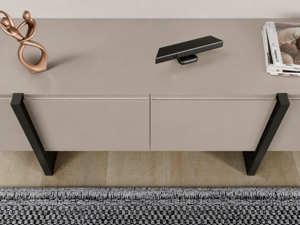 Beige Sideboard Cabinet 140cm Storage Unit Modern Cashmere Black Handleless – Kiznie