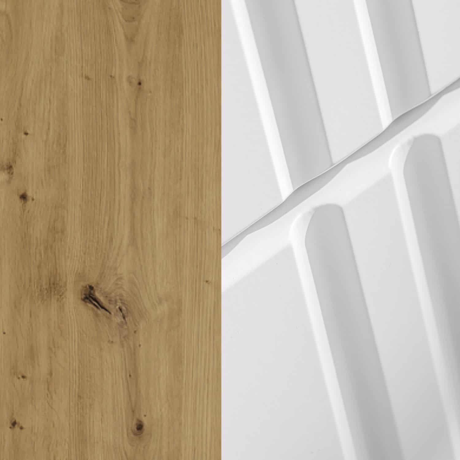 Fluted Ribbed White / Artisan Oak