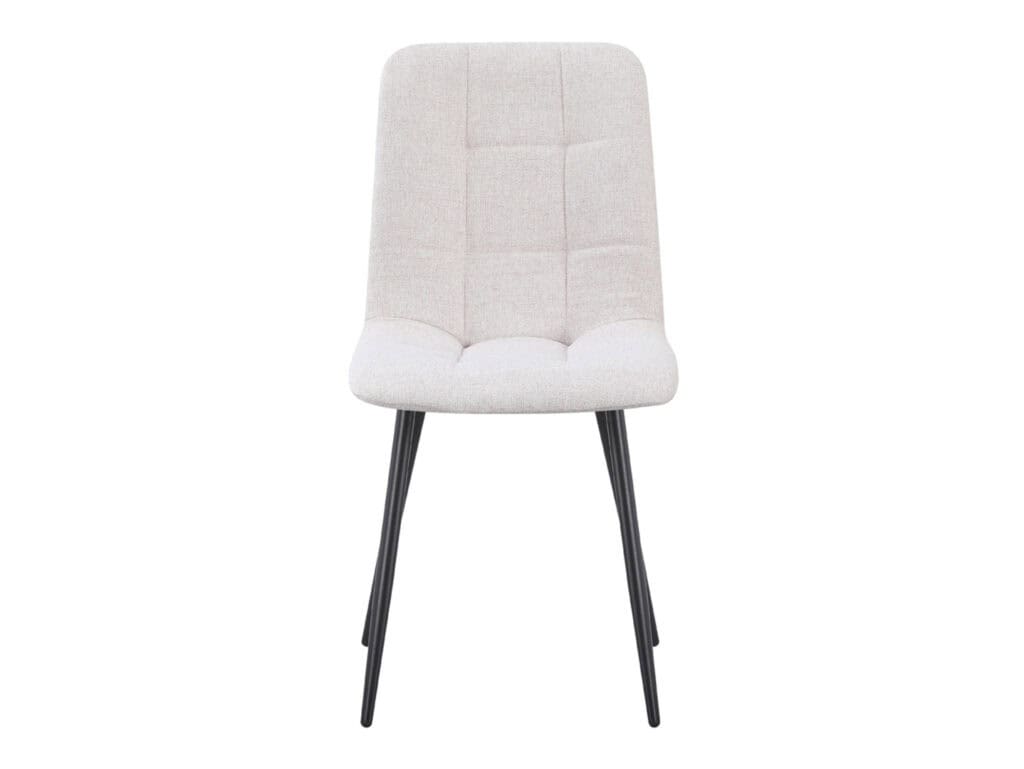 Dining Chair Beige Upholstered Kitchen Seating Soft Padded with Black Leg Frame - Jess