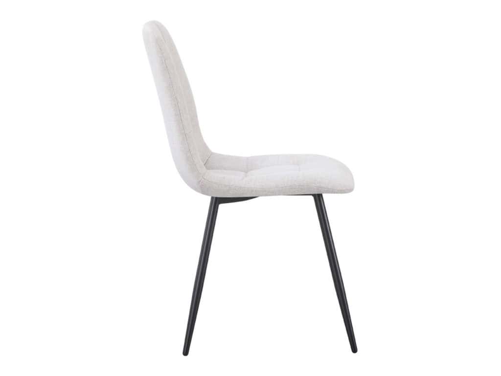 Dining Chair Beige Upholstered Kitchen Seating Soft Padded with Black Leg Frame - Jess