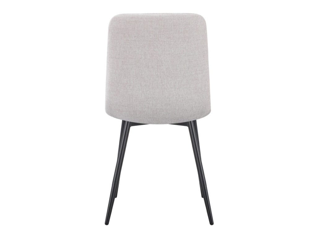 Dining Chair Beige Upholstered Kitchen Seating Soft Padded with Black Leg Frame - Jess