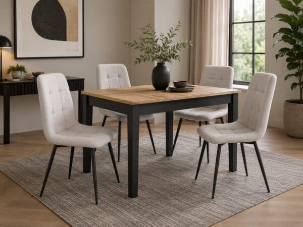 small dining table extendable slim narrow kitchen table black oak modern 4 6 seater
