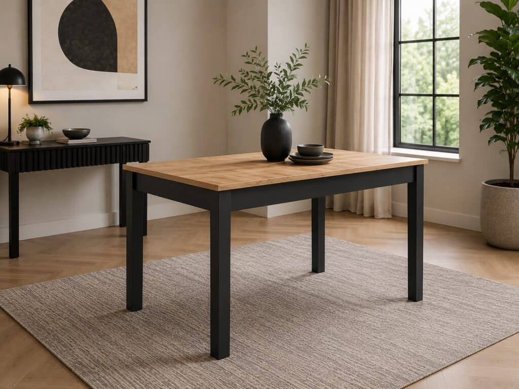 Small Dining Table Oak Black Compact Narrow Slim 4 6 Seater Extendable 100 to 140cm – Ramen Mini