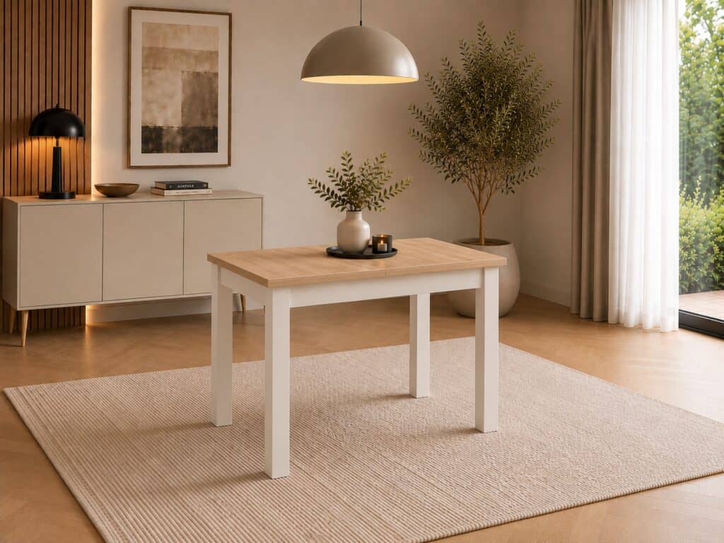 Small Dining Table Oak Beige Compact Narrow Extendable 4 6 Seater – Ramen Mini