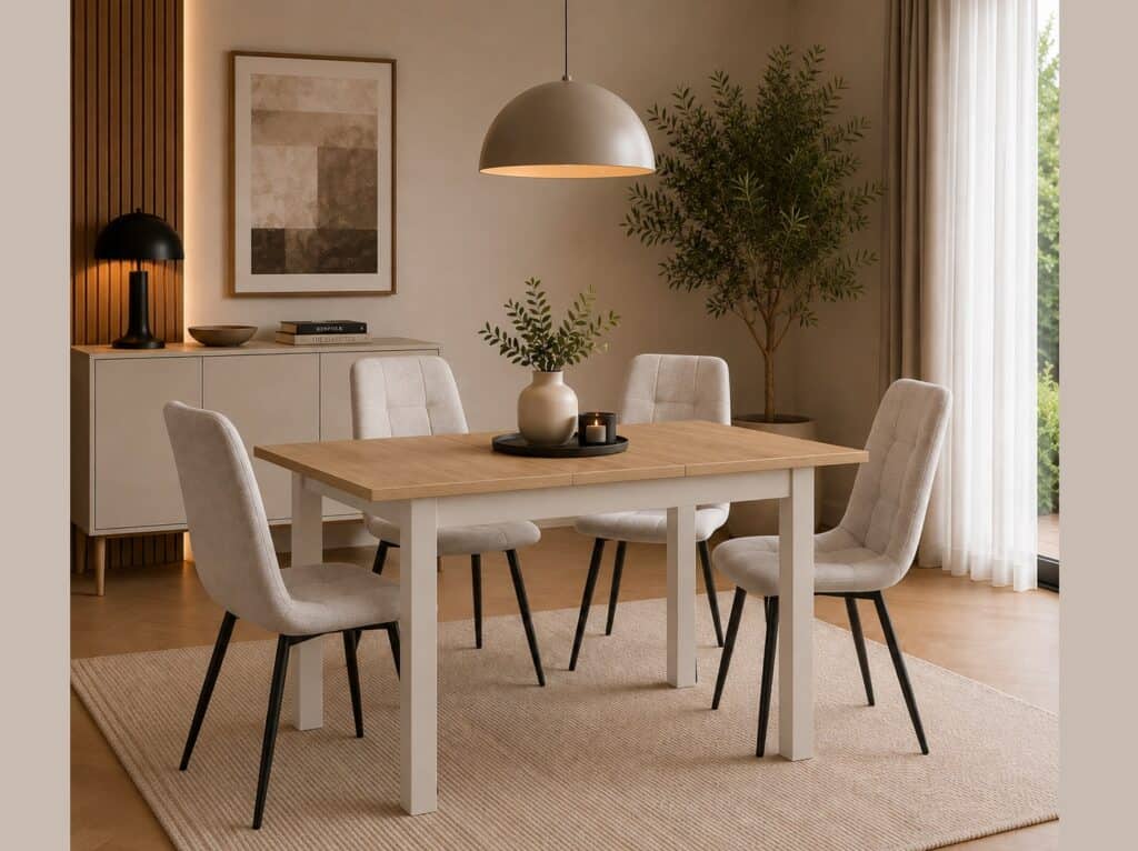 Small Dining Table Oak Beige Compact Narrow Extendable 4 6 Seater – Ramen Mini